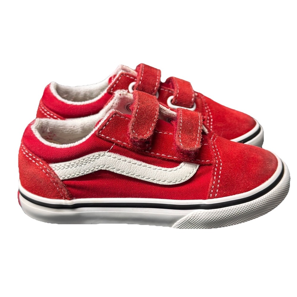 Size 8.5C - Vans Old School V In Racing Red Canvas Toddler